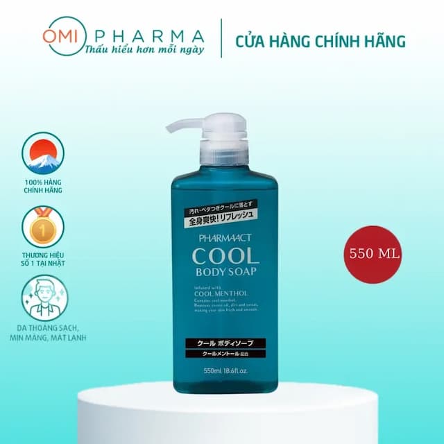 Sữa tắm Bạc Hà Mát Lạnh cho Nam PharmaAct Cool Body Soap (550ml)