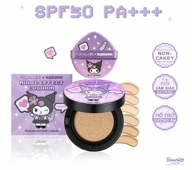 Phấn Nước Trang Điểm Giúp Che Khuyết Điểm Focallure x Sanrio Dafocallure Muti-Effect Cushion NE01 12gr