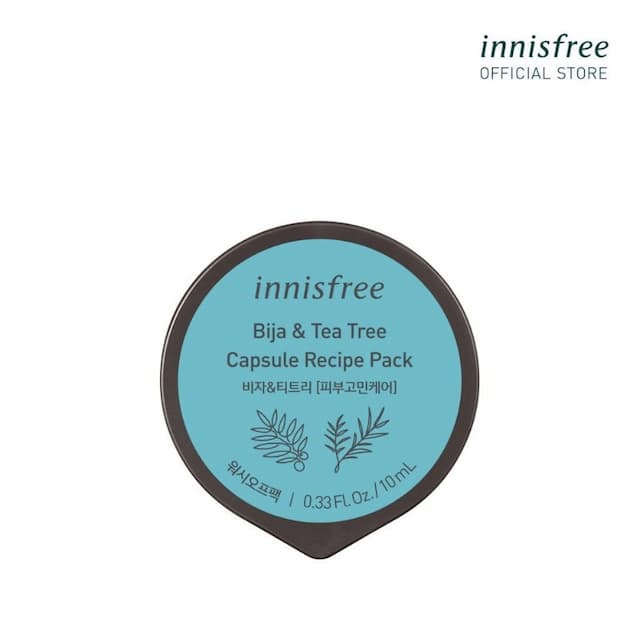 Mặt nạ Innisfree Capsule Recipe Pack Bija & Tea Tree thiết kế dạng hũ 10ml