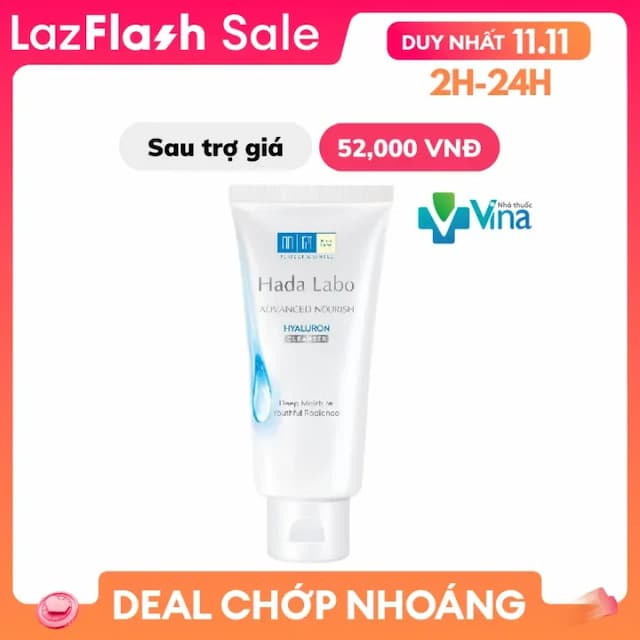 [Hoàn tiền 20%] [HCM]Kem Rửa Mặt Dưỡng Ẩm Tối Ưu Hada Labo Advanced Nourish Hyaluron Cleanser (80g)